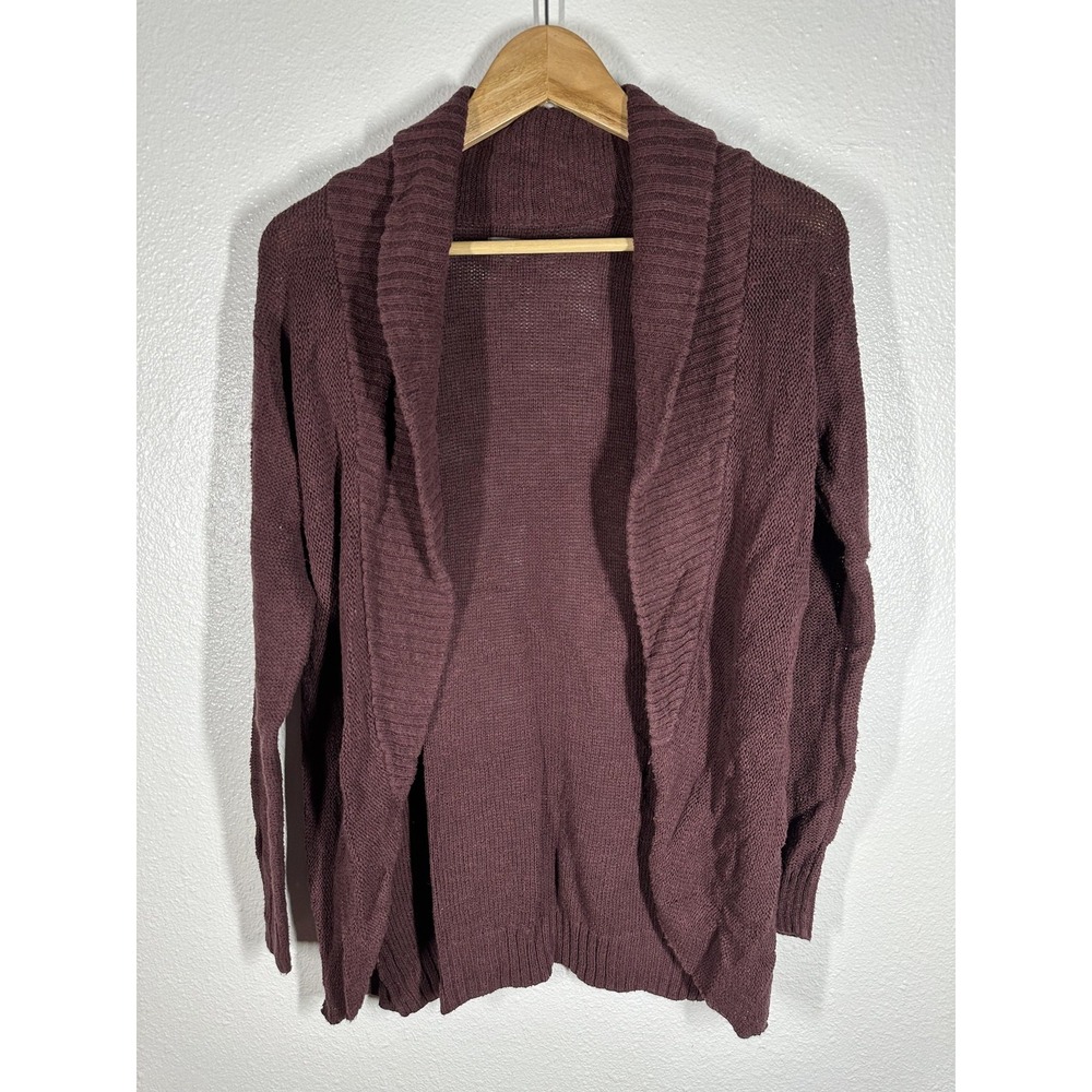 Rubbish Sweater Womens Medium Burgundy Open Front Cardigan Knit Lightweight‎
